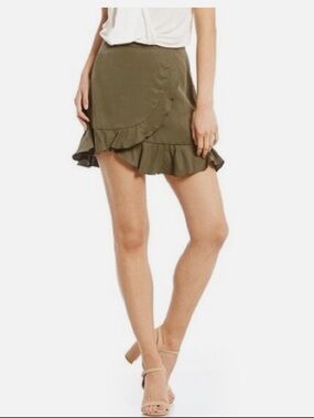 Gianni Bini olive green ruffle mini skirt